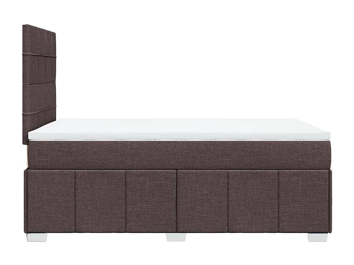 Cama box spring con colchón tela marrón oscuro 120x200 cm