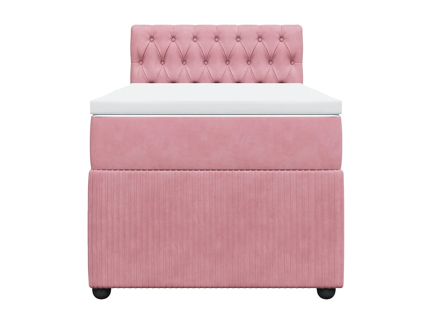 Cama box spring con colchón terciopelo rosa 100x200 cm