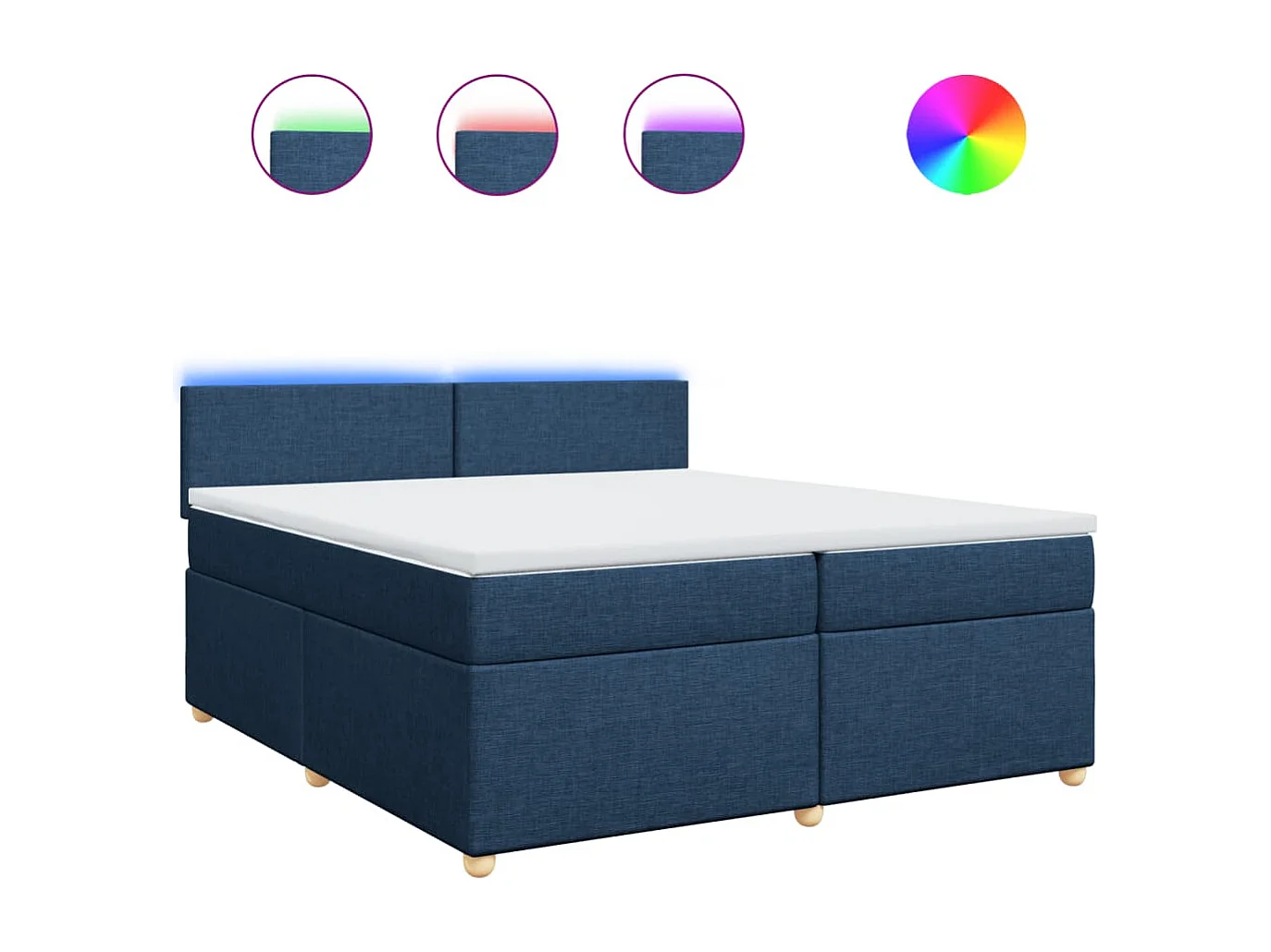 Boxspring met matras stof blauw 200x200 cm