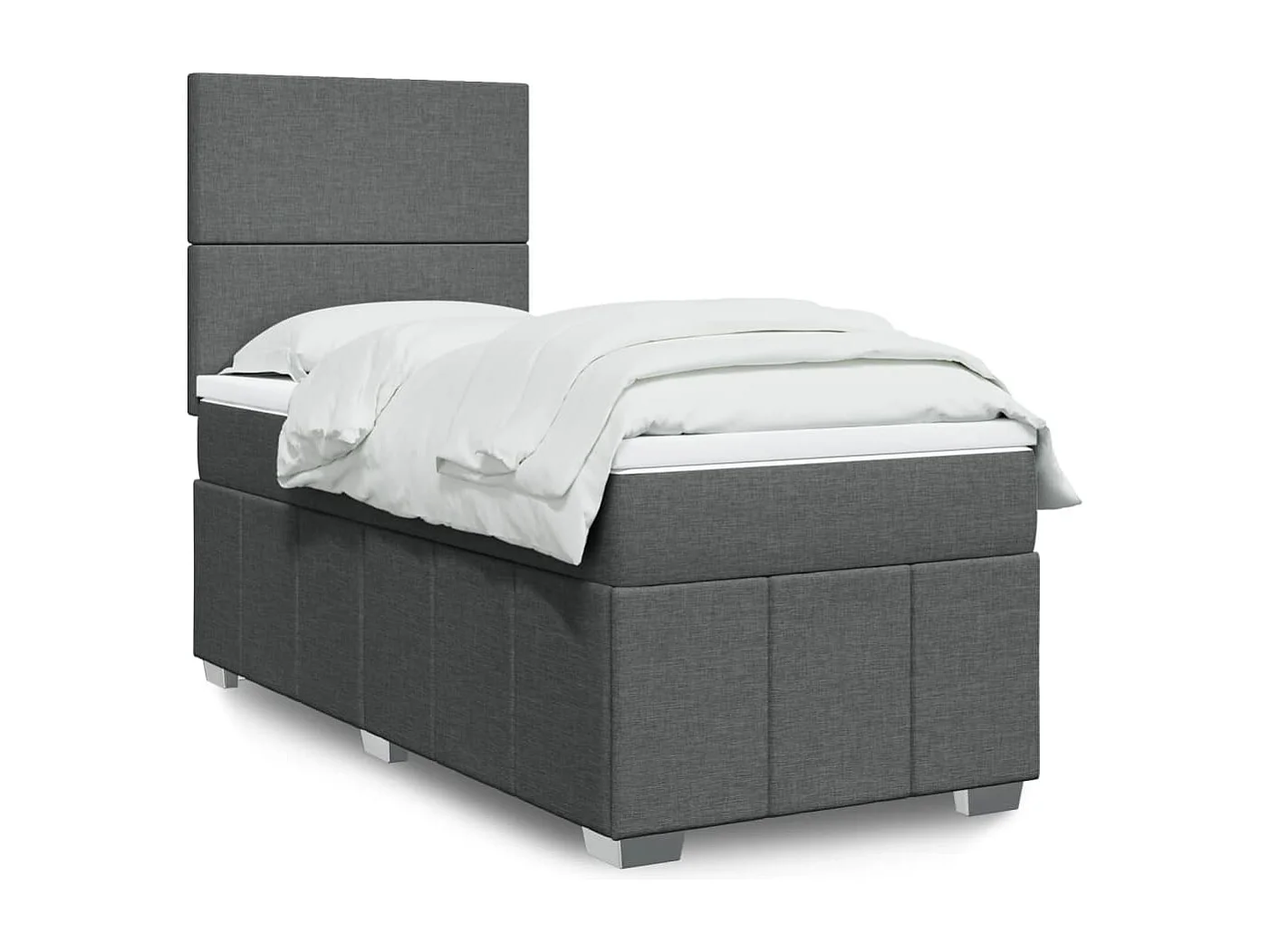 Cama box spring con colchón tela gris oscuro 90x190 cm