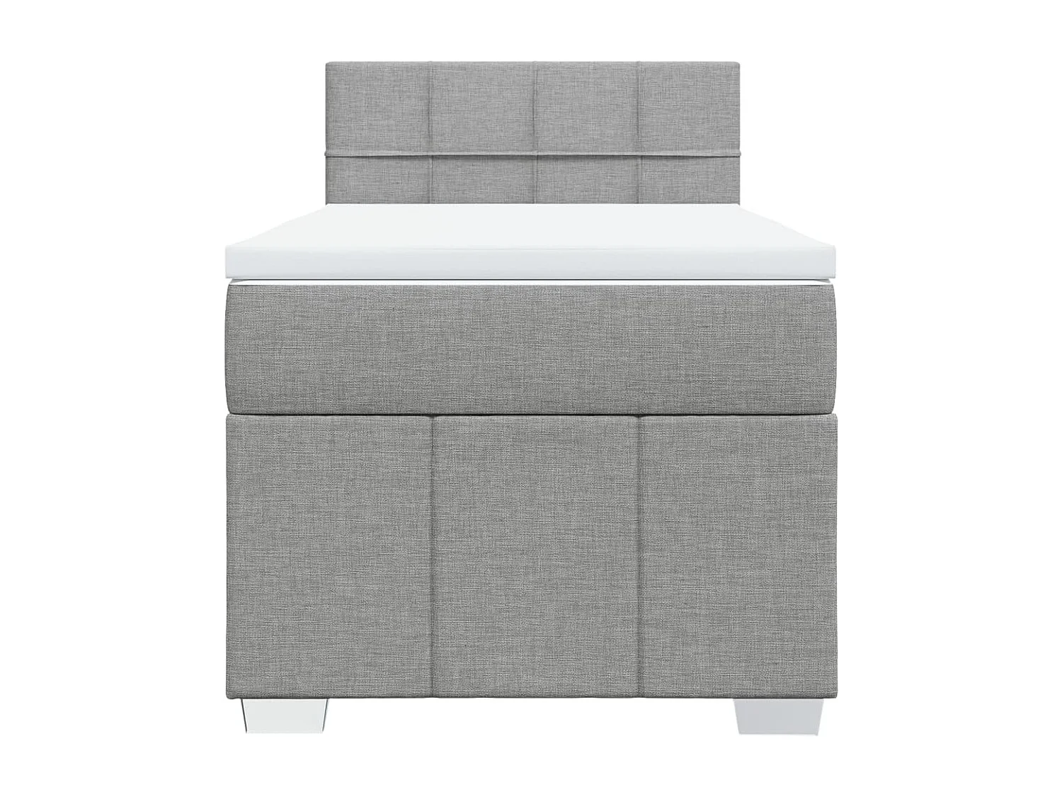 Cama box spring con colchón tela gris claro 80x200 cm