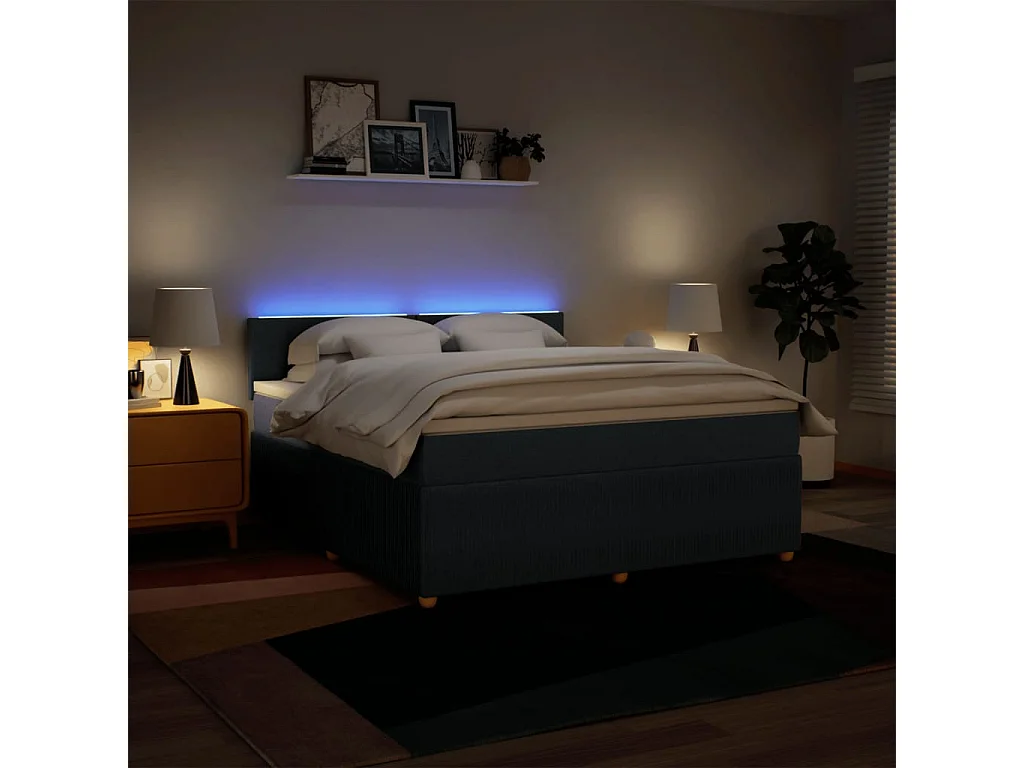 Cama com molas/colchão 180x200 cm tecido azul