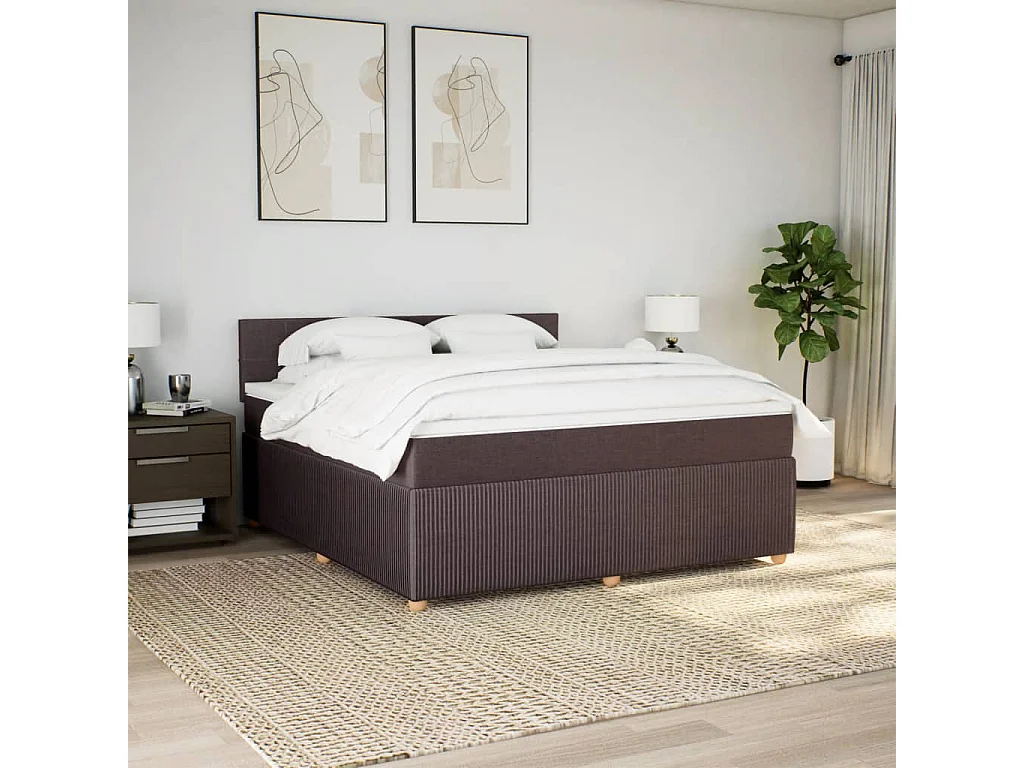 Sommier à lattes de lit avec matelas Marron foncé 180x200 cm