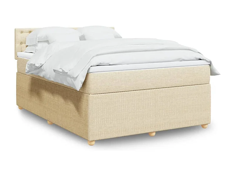 Sommier à lattes de lit avec matelas Crème 140x190 cm Tissu