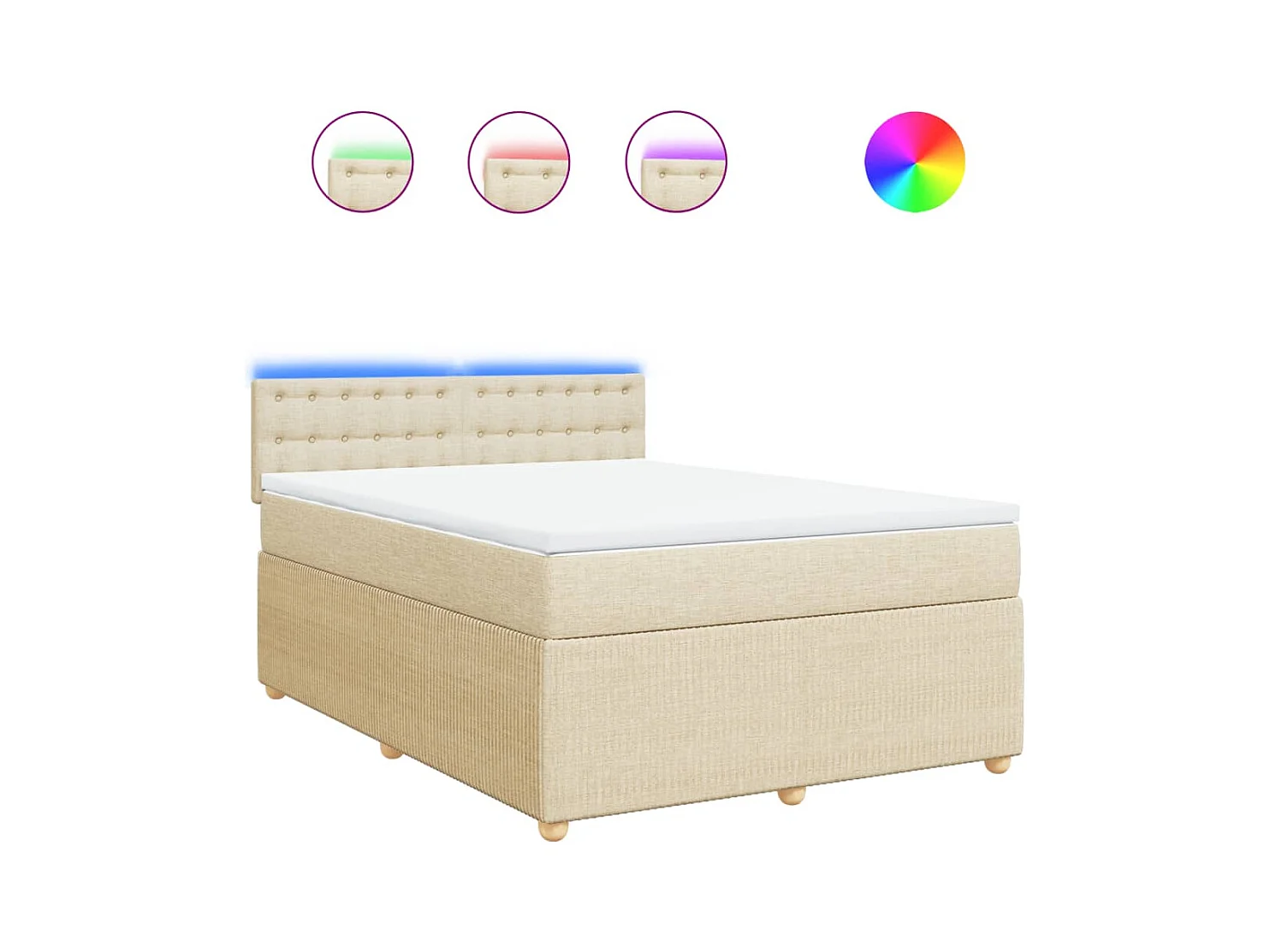 Sommier à lattes de lit avec matelas Crème 140x190 cm Tissu