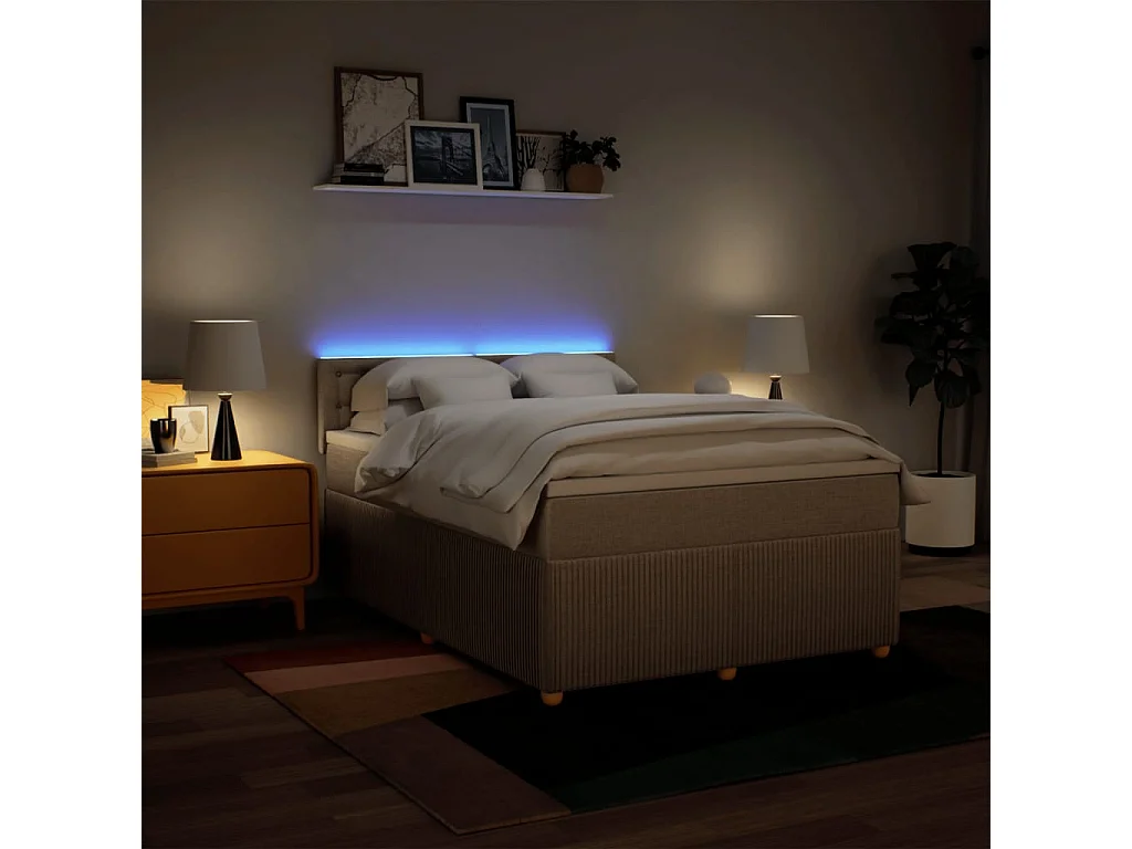 Sommier à lattes de lit avec matelas Crème 140x190 cm Tissu