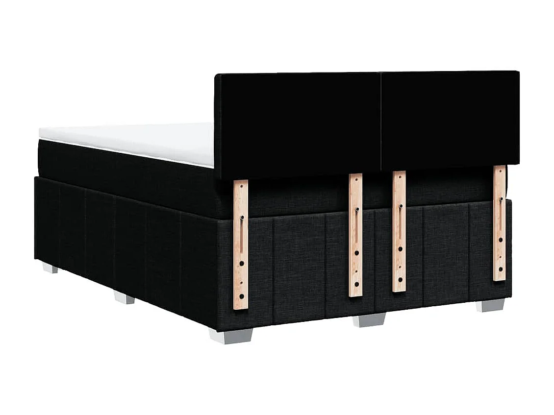 Cama box spring con colchón tela negro 140x190 cm
