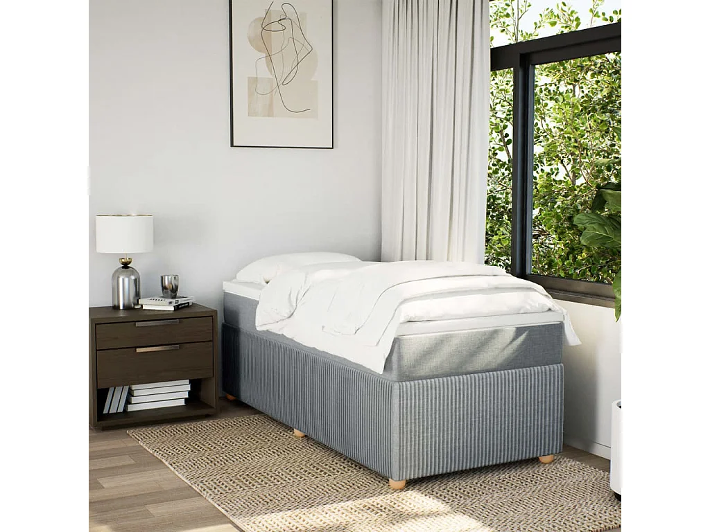 Sommier à lattes de lit avec matelas Gris clair 100x200cm Tissu