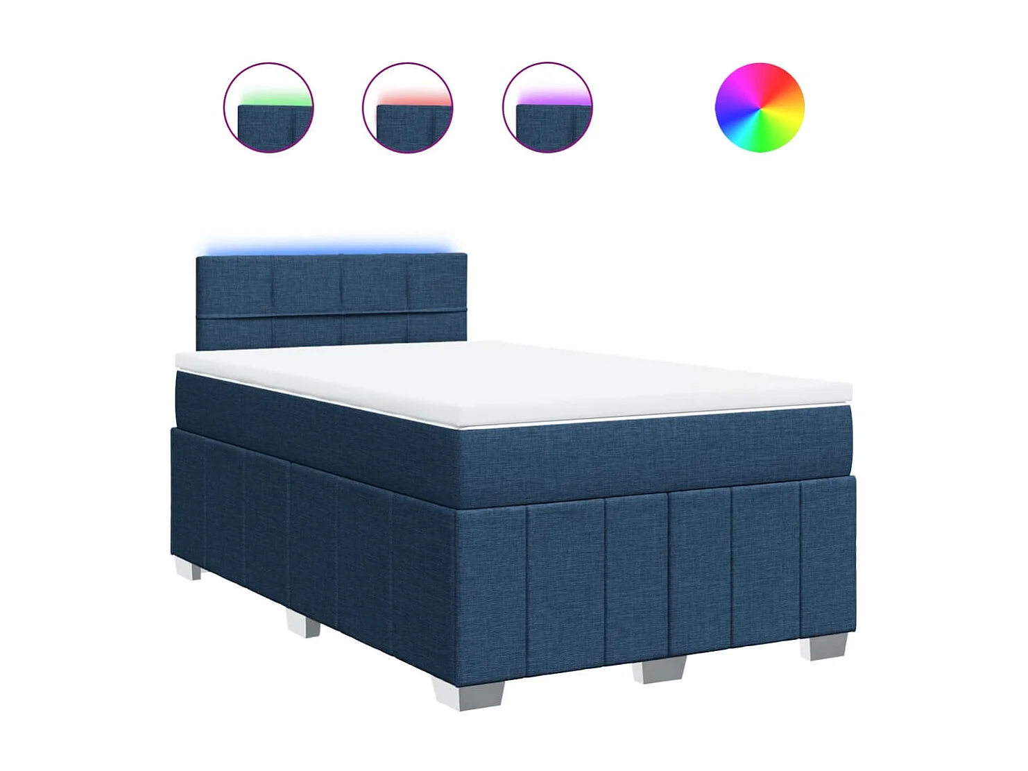 Cama boxspring com colchão 120x190 cm tecido azul