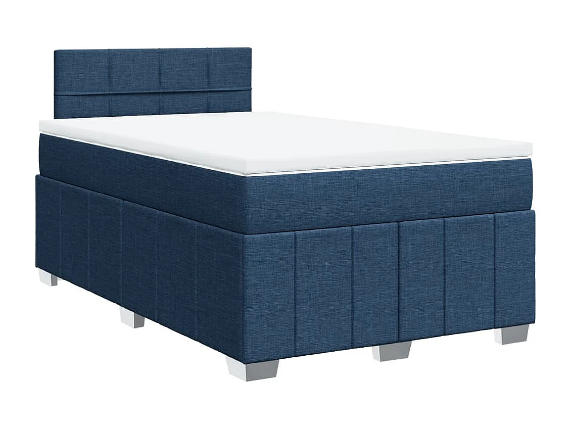 Cama boxspring com colchão 120x190 cm tecido azul