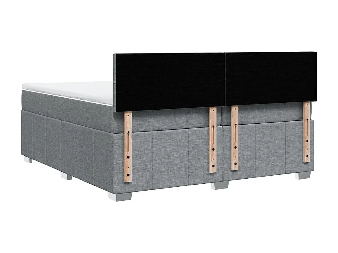 Cama box spring con colchón tela gris claro 200x200 cm