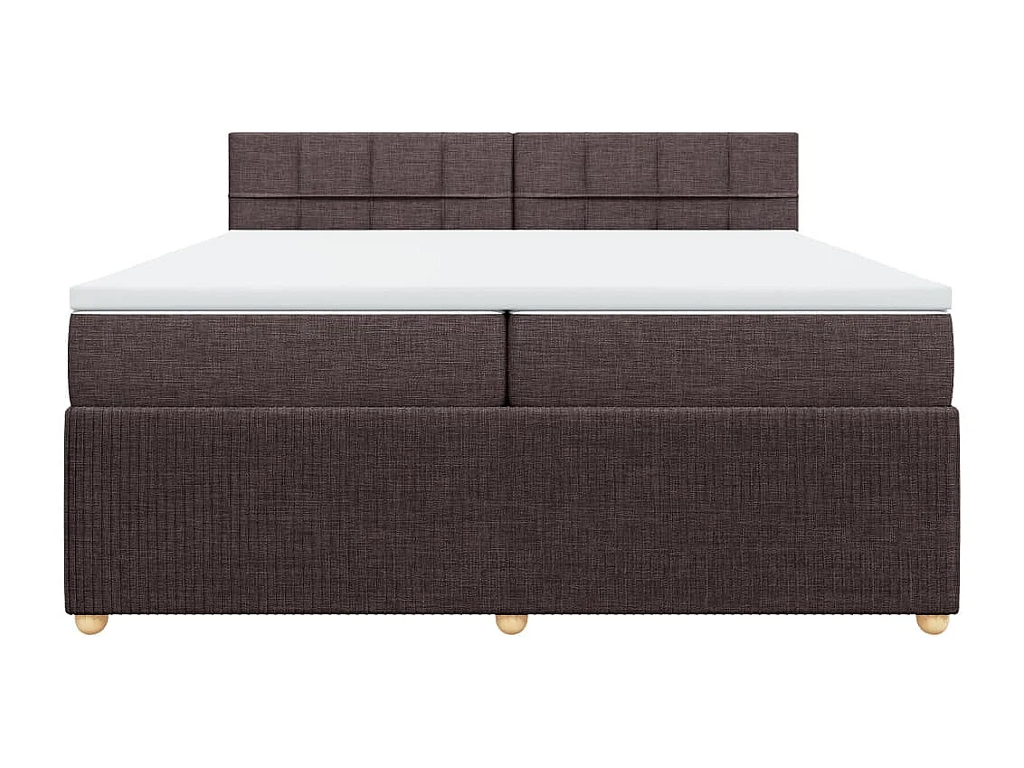 Cama com molas/colchão 200x200 cm tecido castanho-escuro