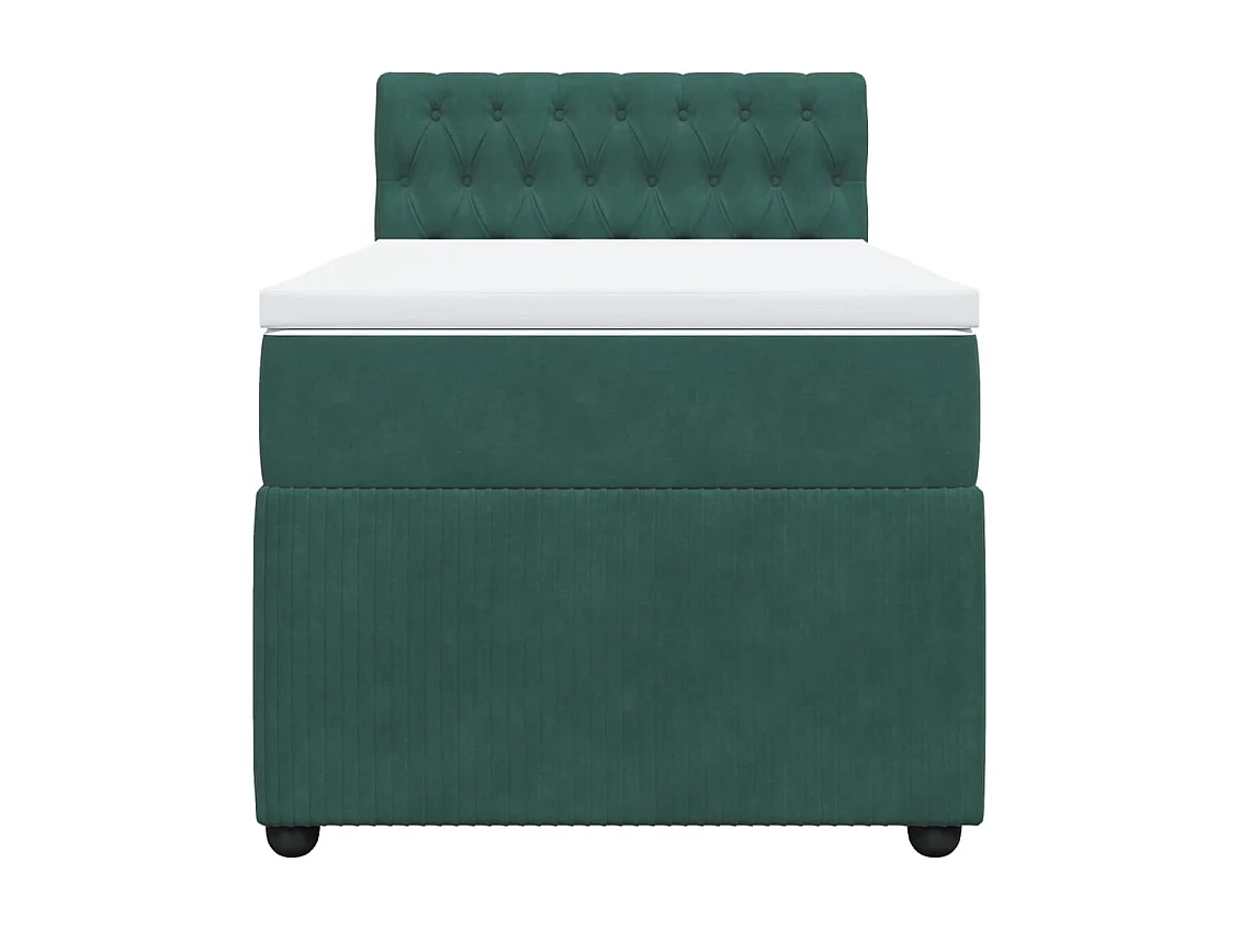 Cama box spring con colchón terciopelo verde oscuro 90x200 cm
