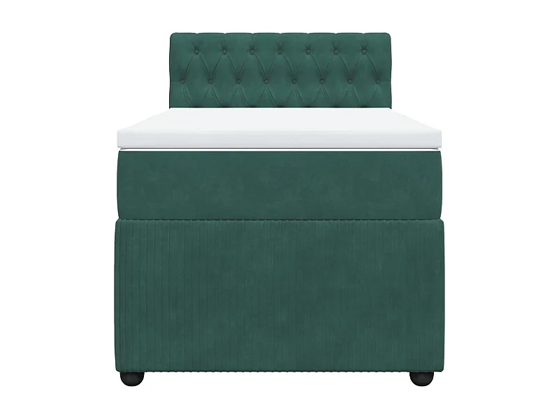 Cama box spring con colchón terciopelo verde oscuro 90x200 cm