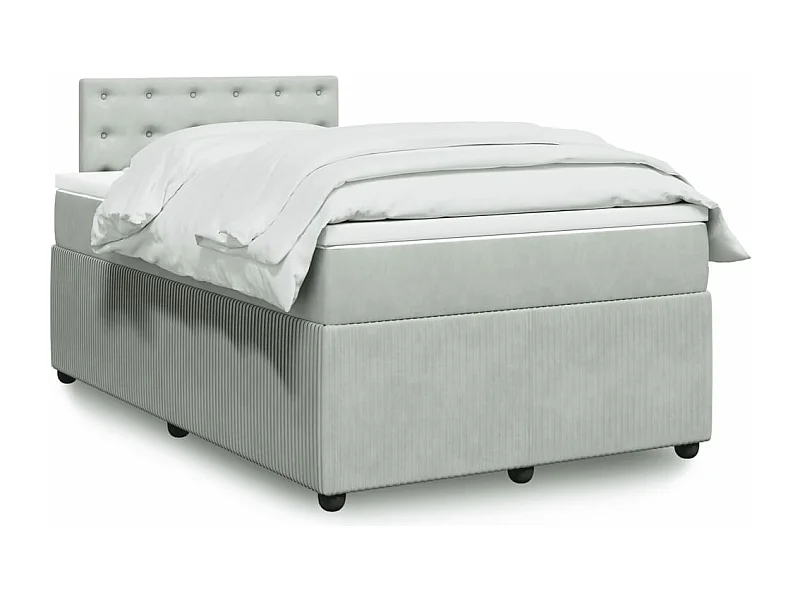 Sommier à lattes de lit et matelas gris clair 120x190cm velours