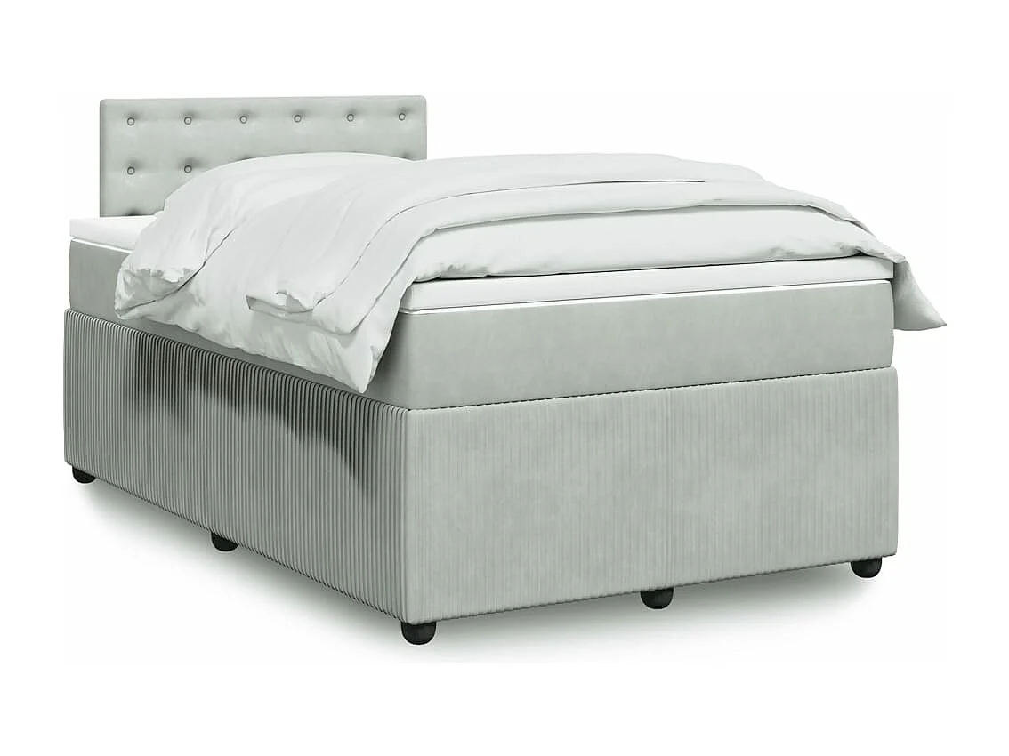 Sommier à lattes de lit et matelas gris clair 120x190cm velours