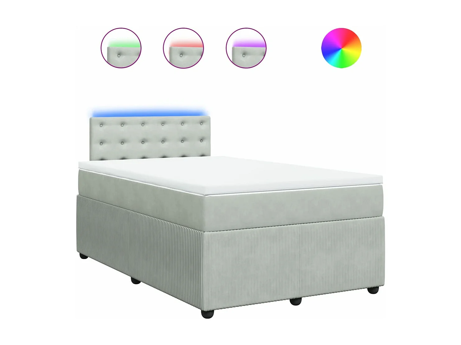 Boxspring met matras fluweel lichtgrijs 120x190 cm