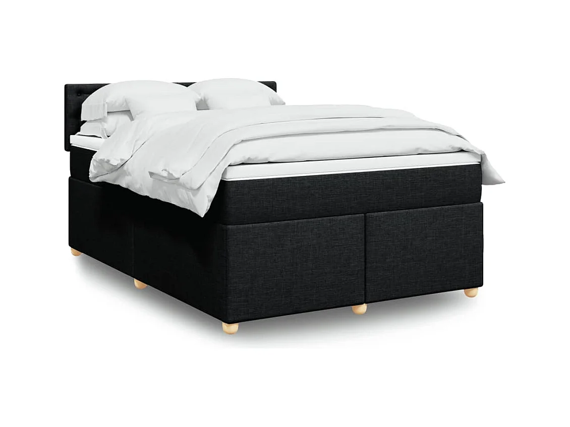 Sommier à lattes de lit avec matelas Noir 140x200 cm Tissu