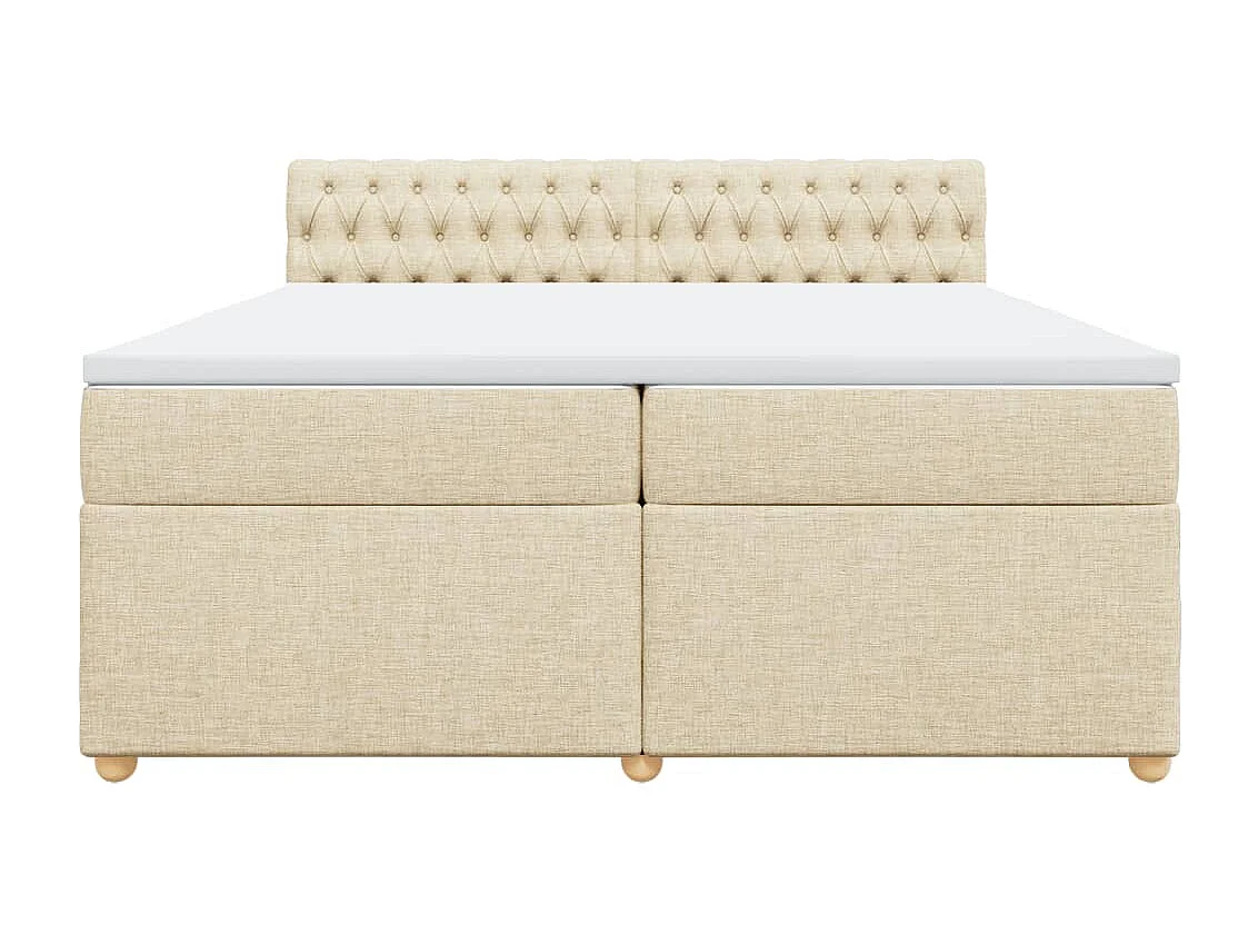 Sommier à lattes de lit avec matelas Crème 200x200 cm Tissu