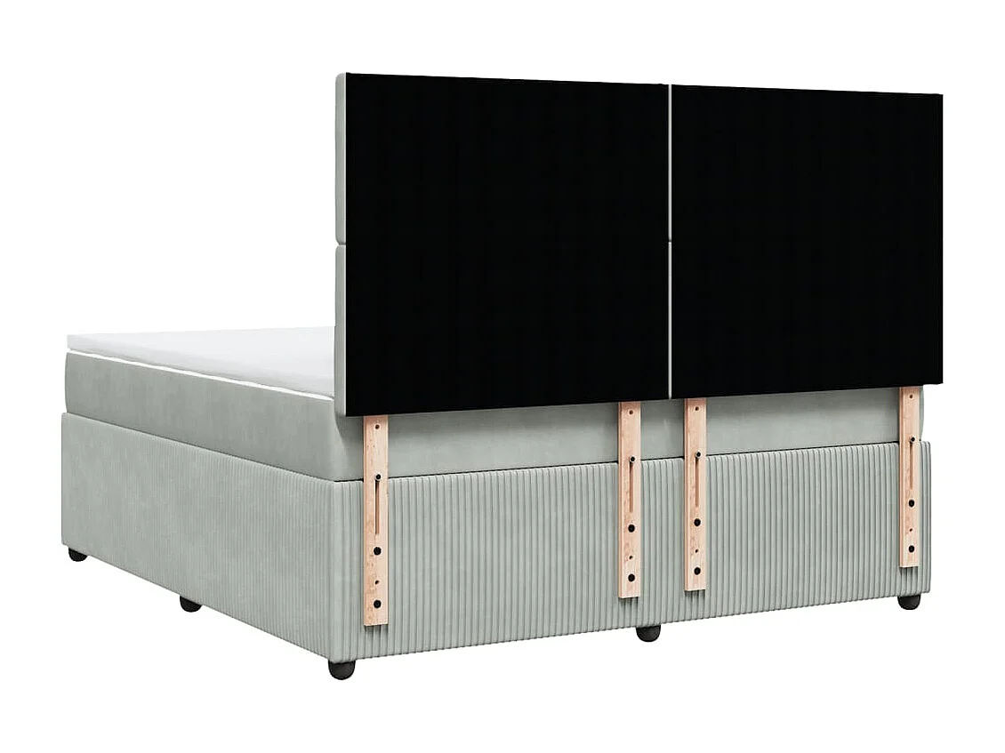 Cama box spring con colchón terciopelo gris claro 180x200 cm