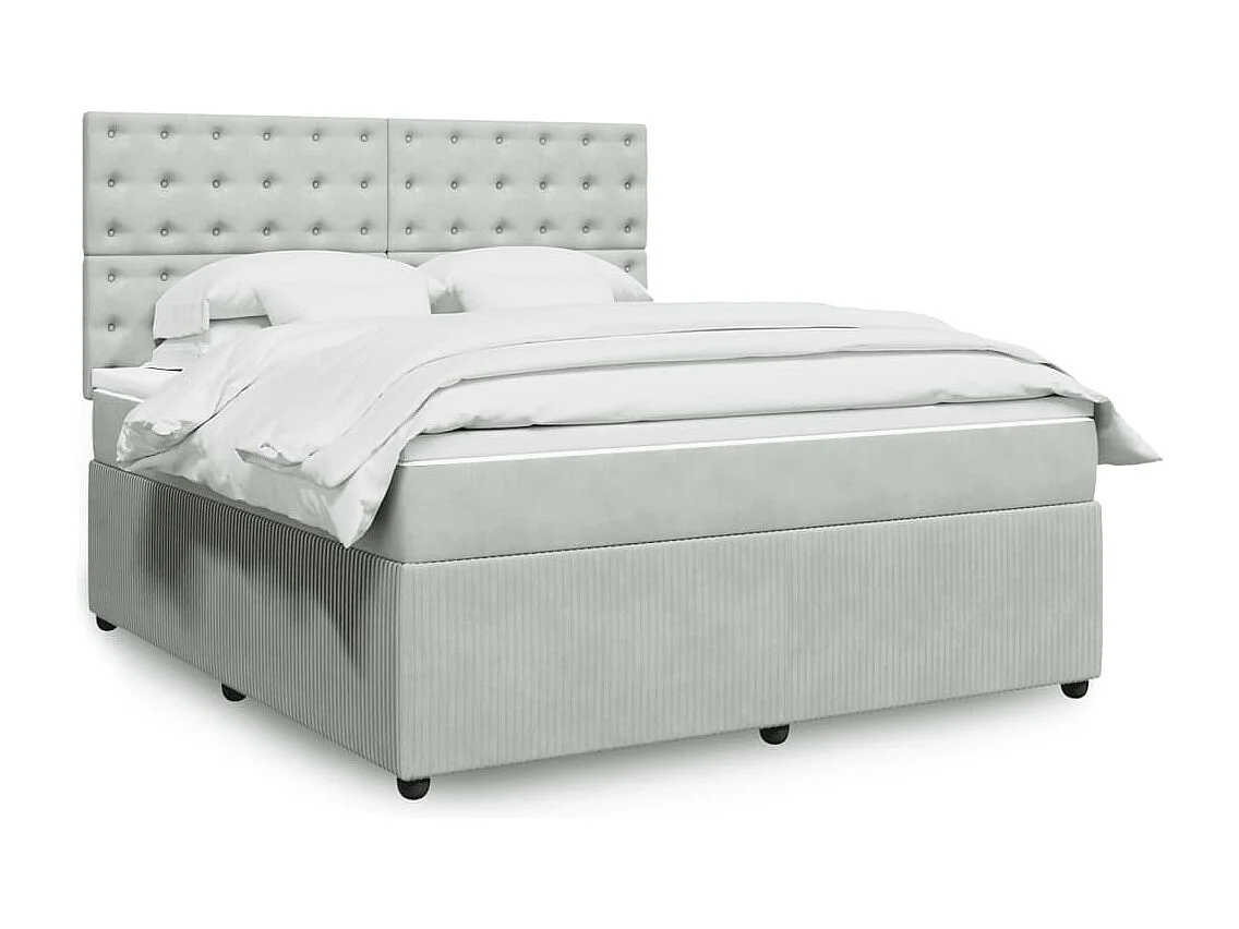 Sommier à lattes de lit et matelas Gris clair 180x200cm Velours