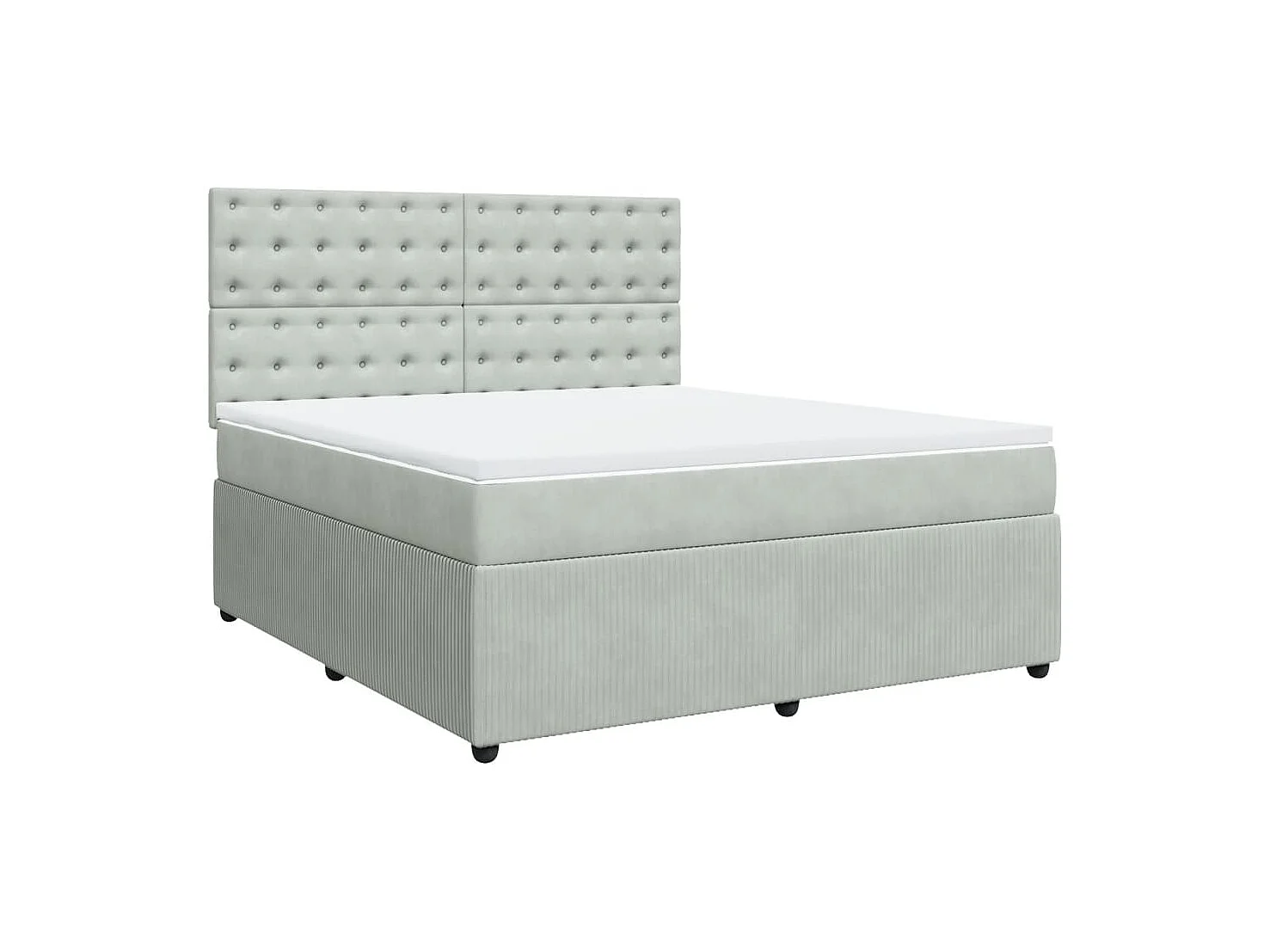 Sommier à lattes de lit et matelas Gris clair 180x200cm Velours