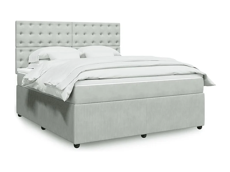 Sommier à lattes de lit et matelas Gris clair 180x200cm Velours