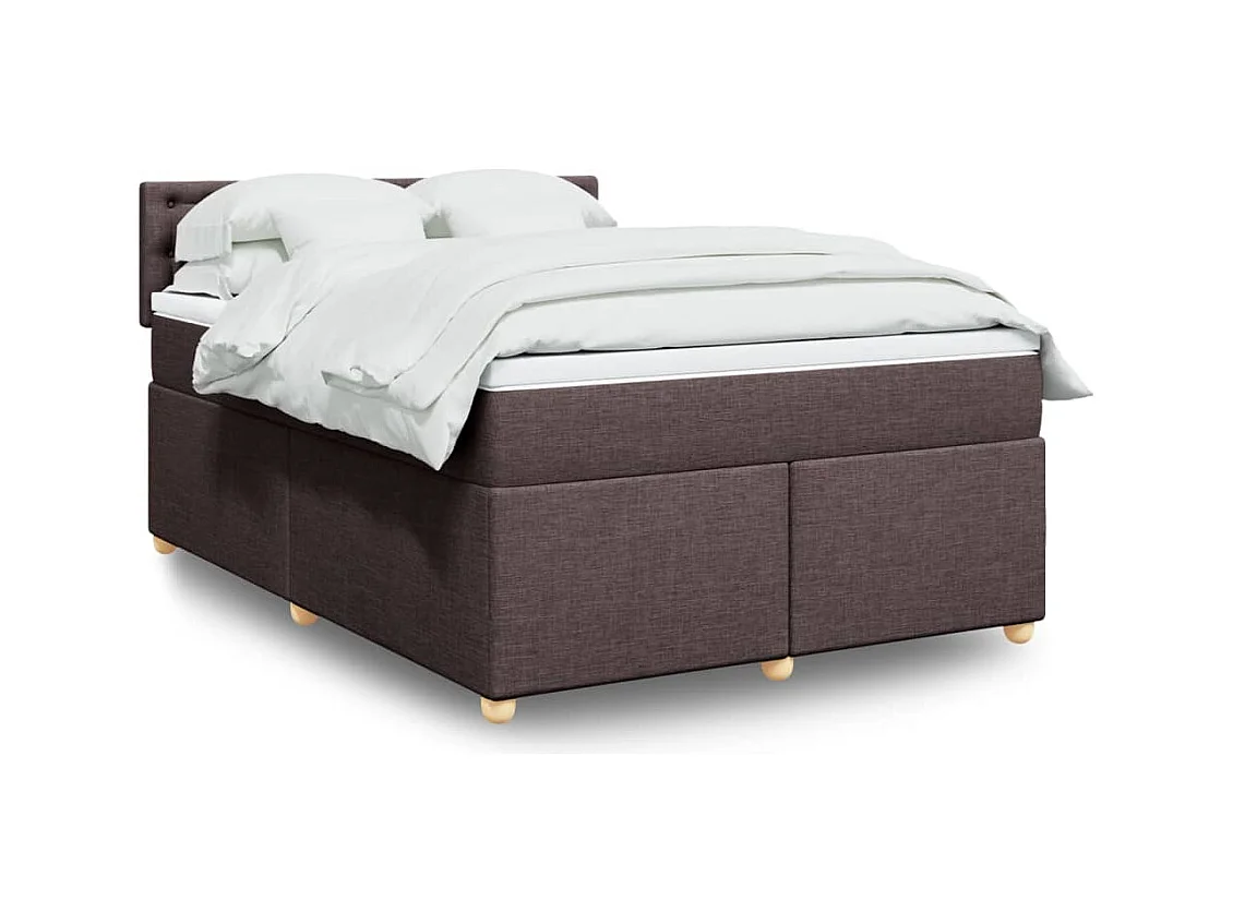 Cama box spring con colchón tela marrón oscuro 140x190 cm