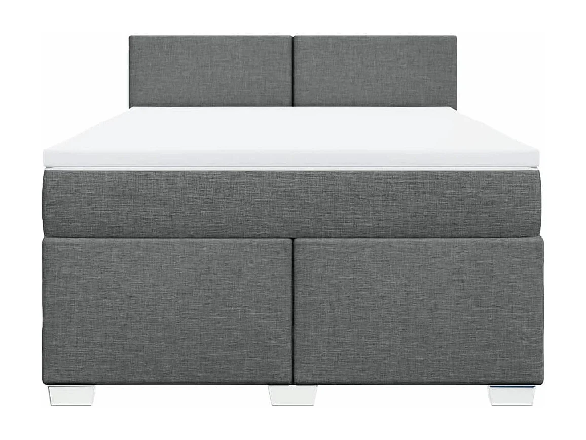 Sommier à lattes de lit avec matelas Gris foncé 160x200cm Tissu