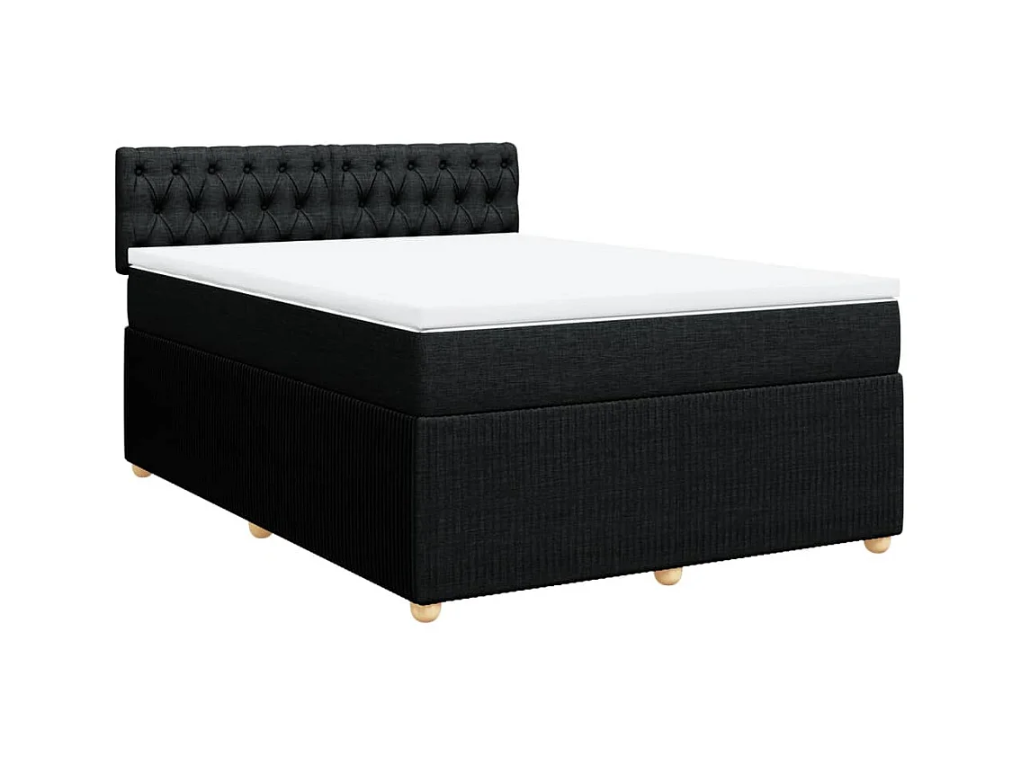 Sommier à lattes de lit avec matelas Noir 140x190 cm Tissu