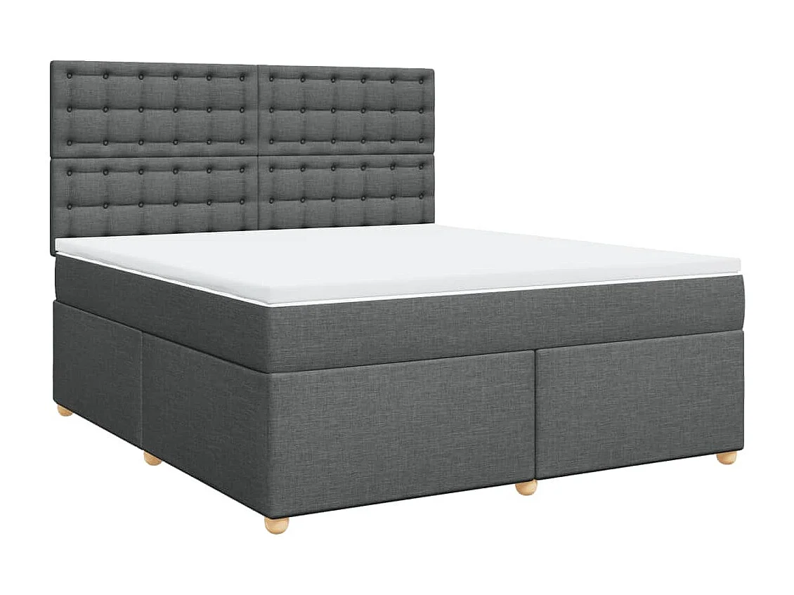 Cama box spring con colchón tela gris oscuro 180x200 cm