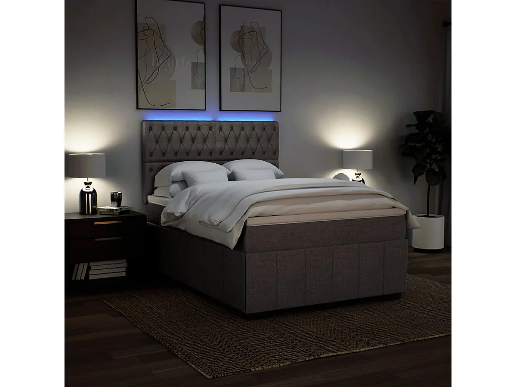 Sommier à lattes de lit avec matelas Taupe 140x200 cm Tissu