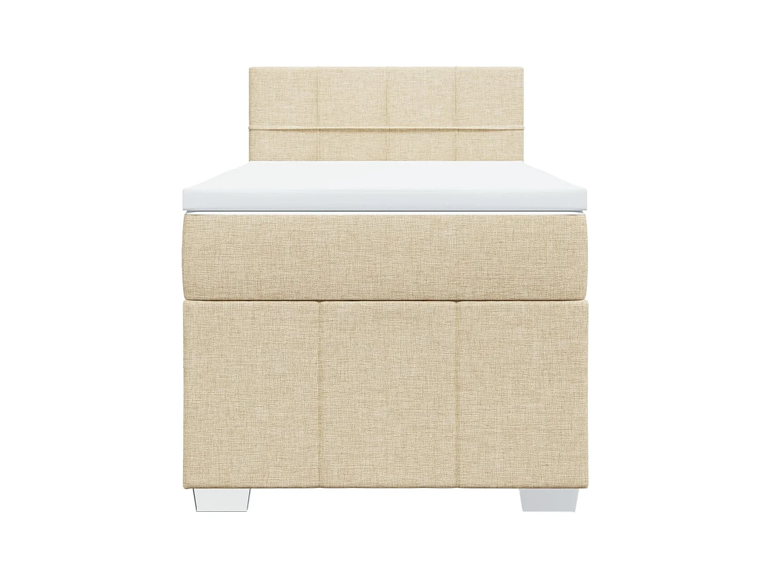 Cama box spring con colchón tela color crema 90x200 cm