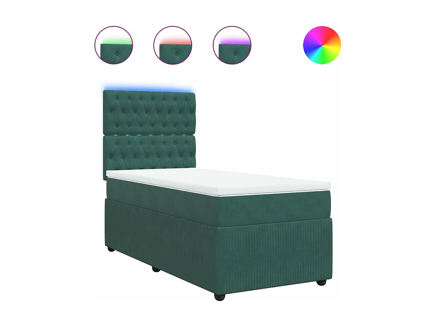 Cama com molas/colchão 100x200 cm veludo verde-escuro