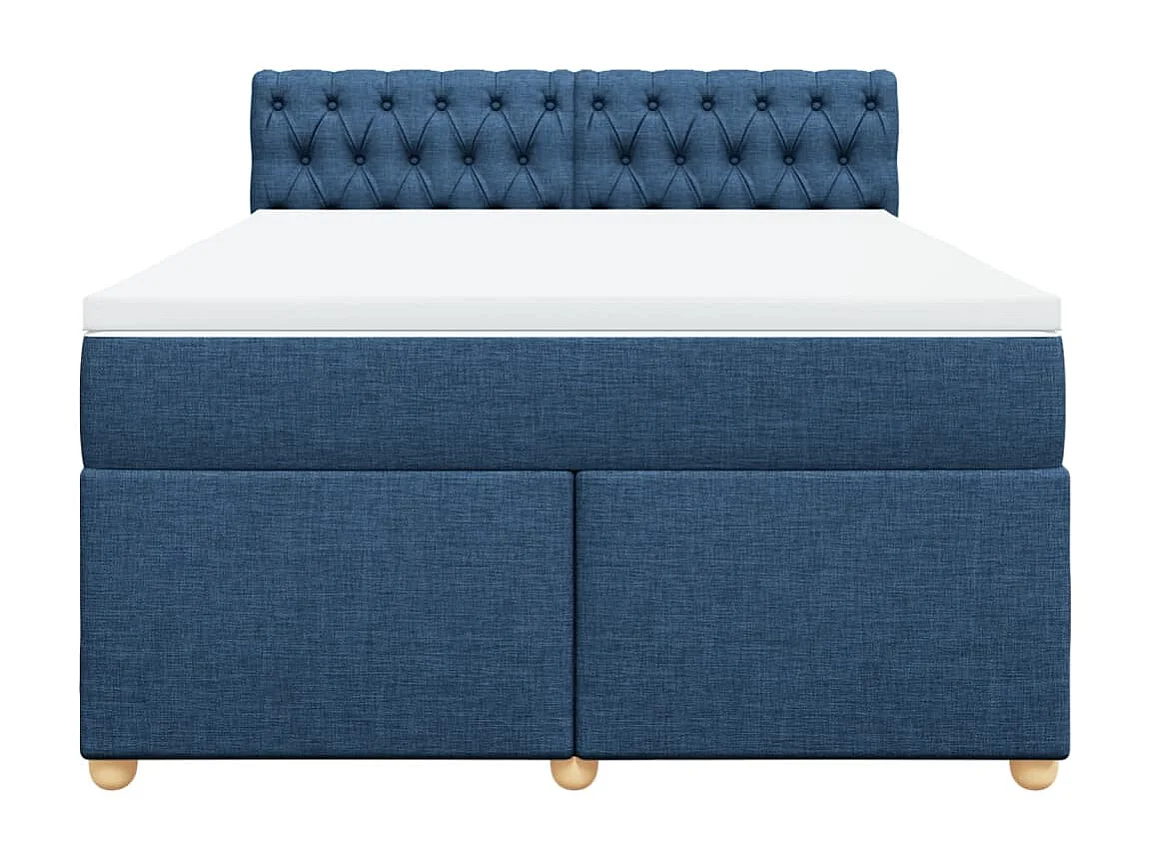 Cama com molas/colchão 140x200 cm tecido azul