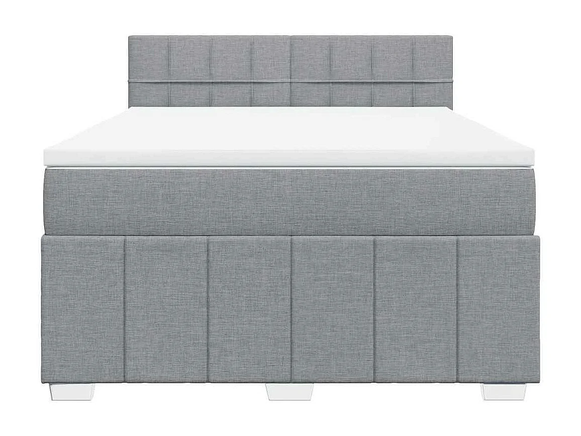 Boxspring met matras stof lichtgrijs 140x200 cm