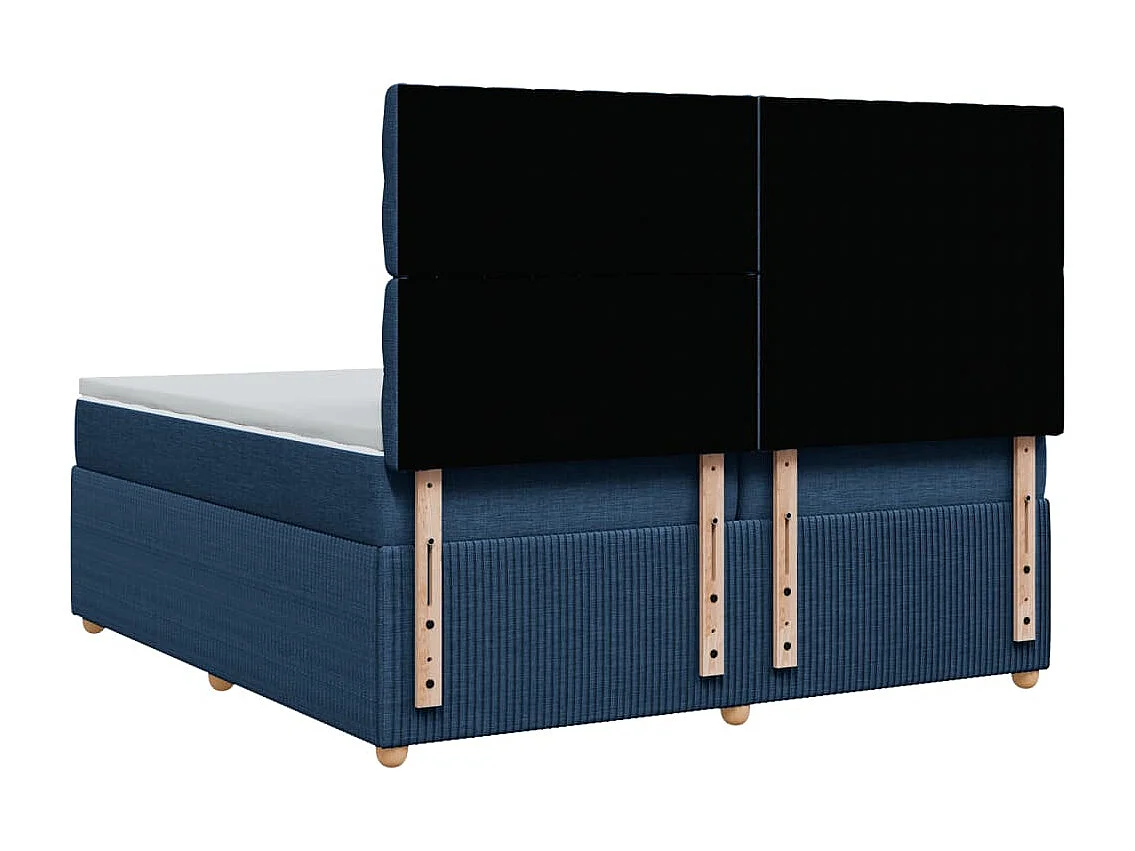 Cama box spring con colchón tela azul 200x200 cm