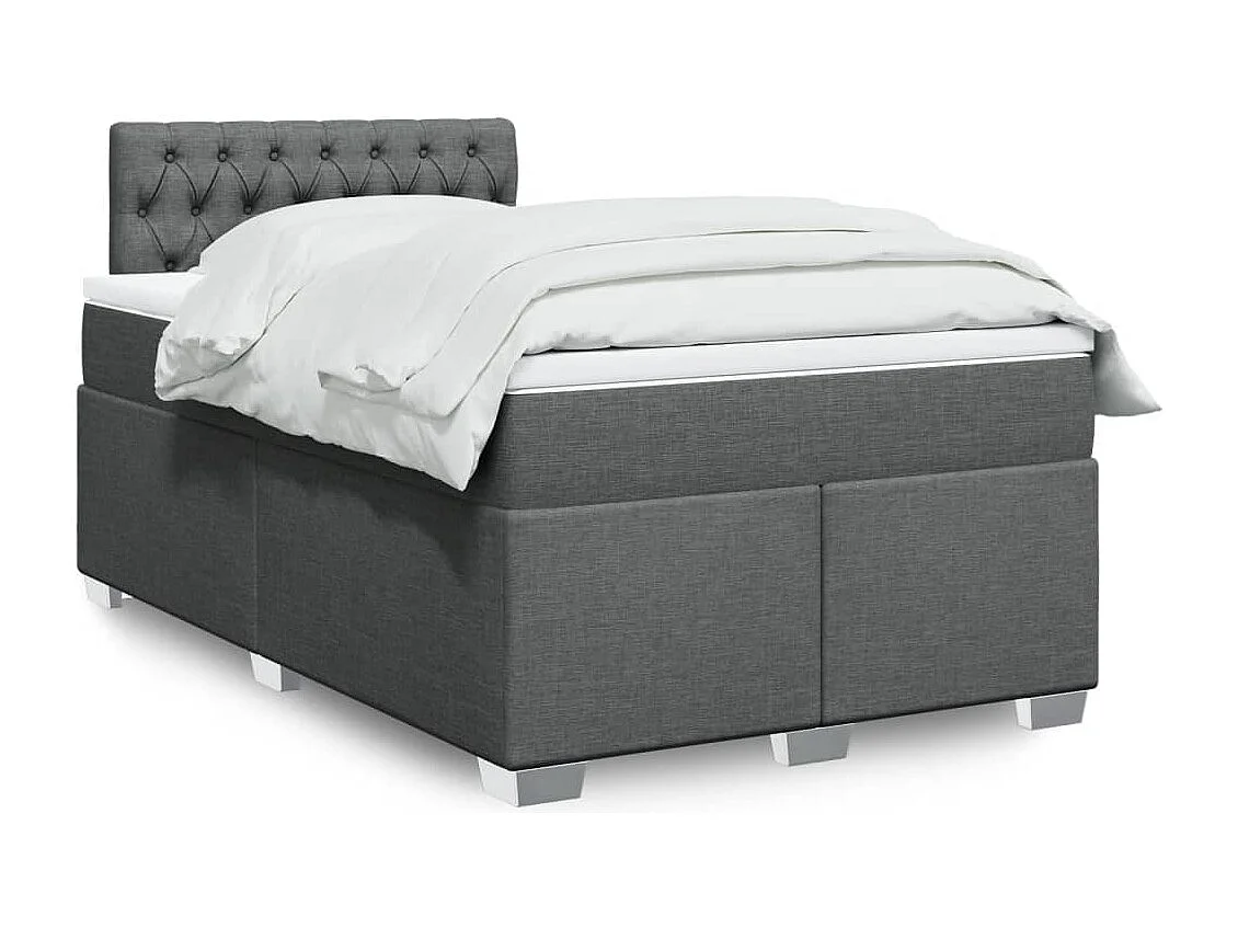 Sommier à lattes de lit avec matelas gris foncé 120x190cm tissu