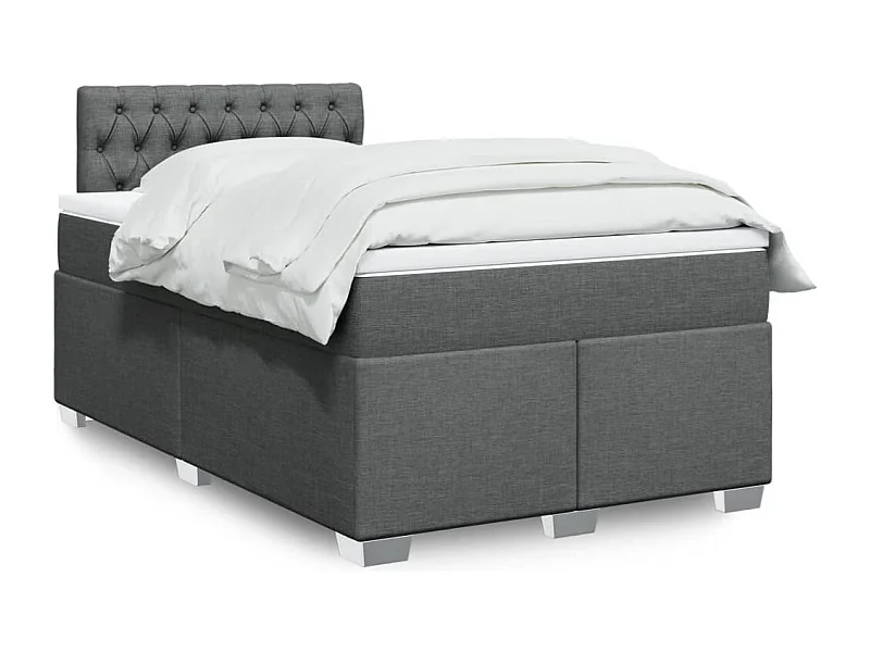 Sommier à lattes de lit avec matelas gris foncé 120x190cm tissu