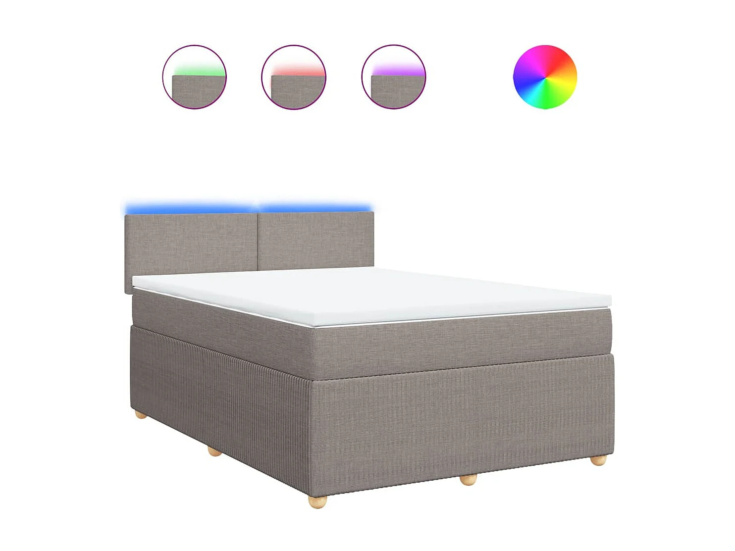 Sommier à lattes de lit avec matelas Taupe 160x200 cm Tissu