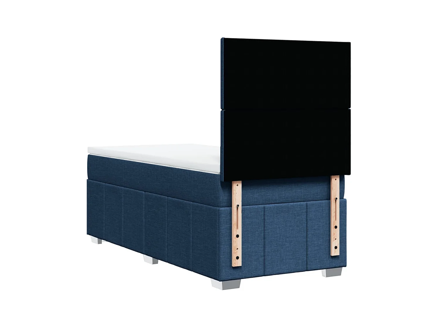 Cama box spring con colchón tela azul 90x200 cm