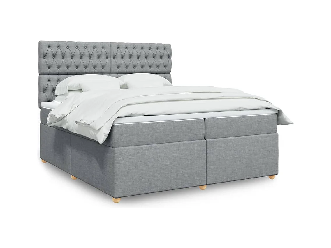 Cama com molas/colchão 200x200 cm tecido cinza-claro