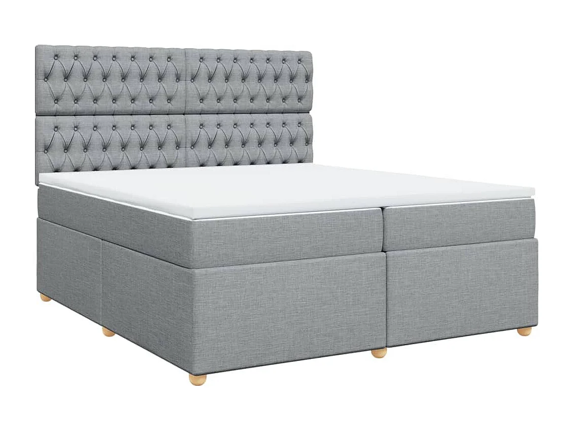 Sommier à lattes de lit avec matelas Gris clair 200x200cm Tissu