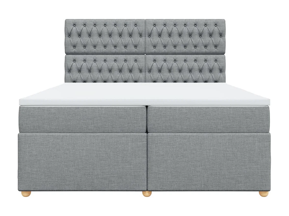 Sommier à lattes de lit avec matelas Gris clair 200x200cm Tissu