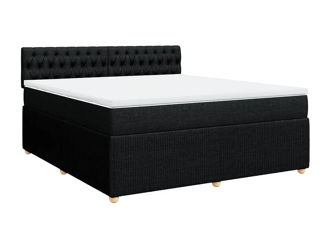Cama box spring con colchón tela negro 180x200 cm