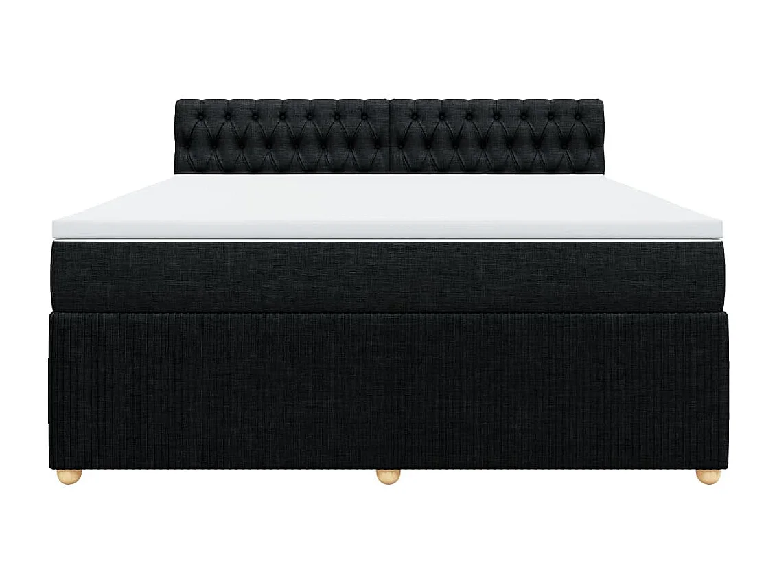 Cama box spring con colchón tela negro 180x200 cm