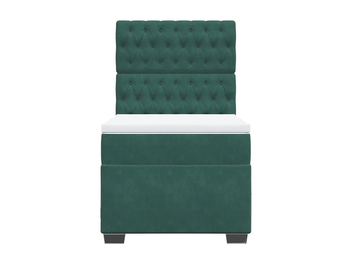 Cama box spring con colchón terciopelo verde oscuro 90x200 cm