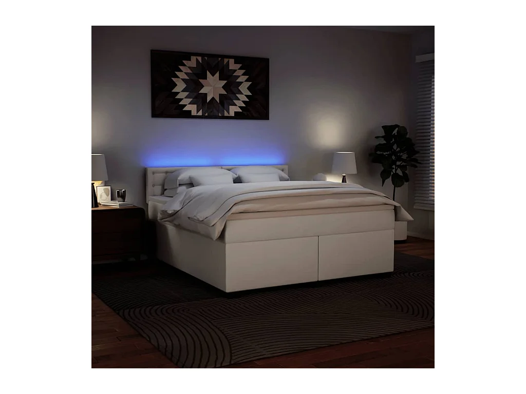 Sommier à lattes de lit avec matelas Blanc 180x200cm Similicuir