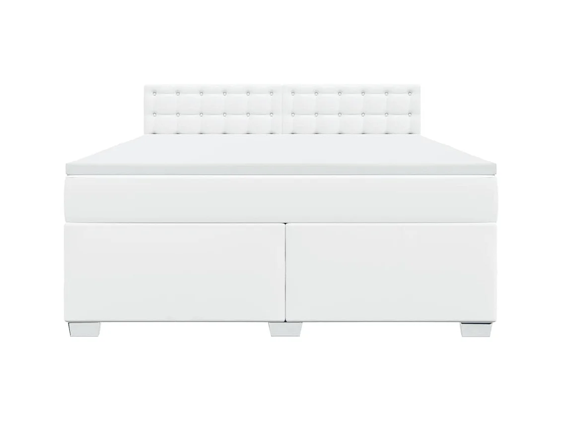 Sommier à lattes de lit avec matelas Blanc 180x200cm Similicuir