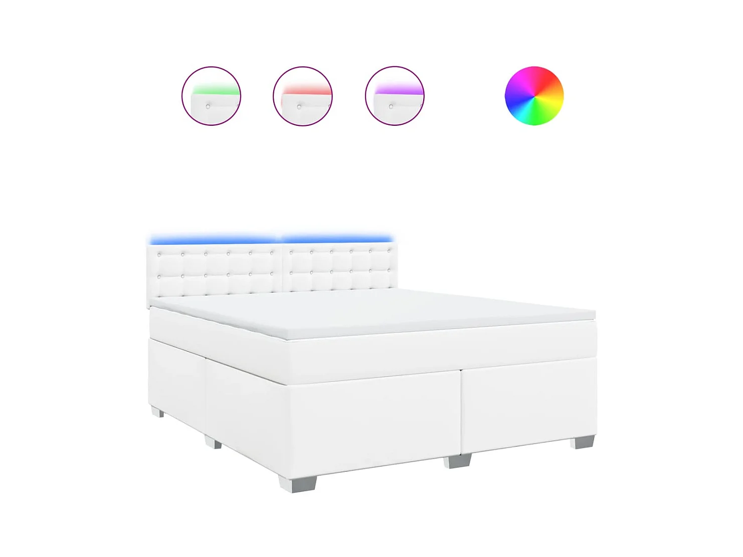 Sommier à lattes de lit avec matelas Blanc 180x200cm Similicuir